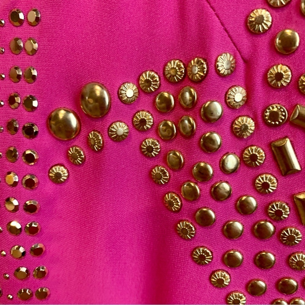 Versace x H&M Barbie Pink Gold Studded Sleeveless Mini Dress Womens Sz 4 - Picture 9 of 15